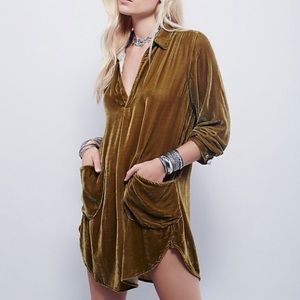 Free People Cozy Velvet Shirt Dress